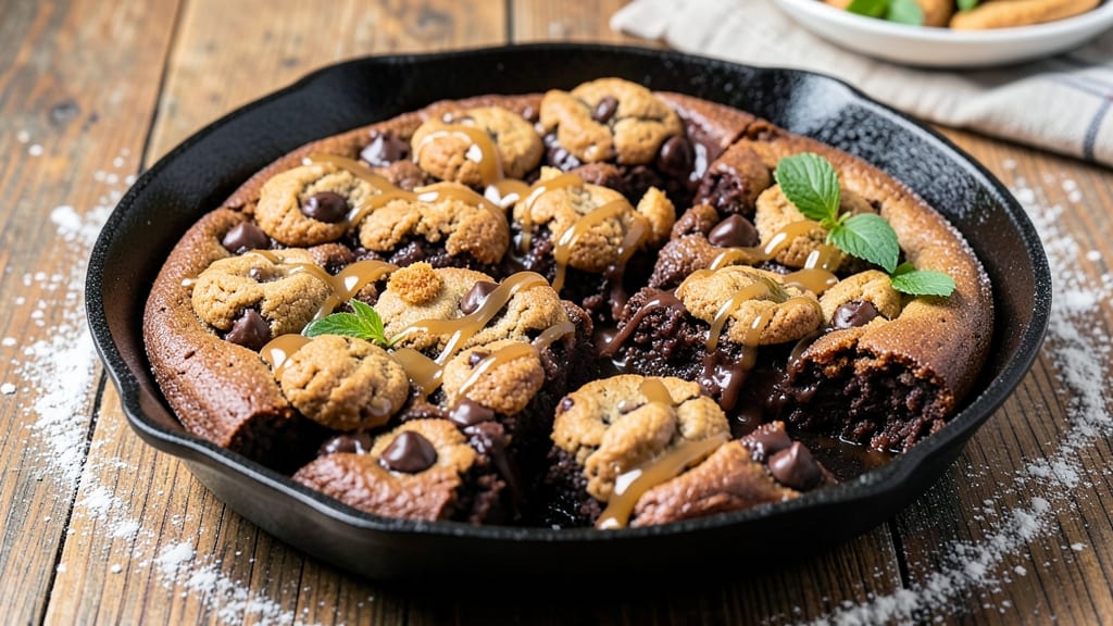 Cast Iron Skillet Chocolate Chip Cookie Brownies Recipe: Double-Layered Crunch and Fudgy Magic