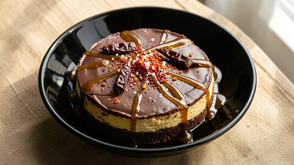 Chili Chocolate Cheesecake Recipe: Spiced Rum Infusion and Crunchy Top Contrast