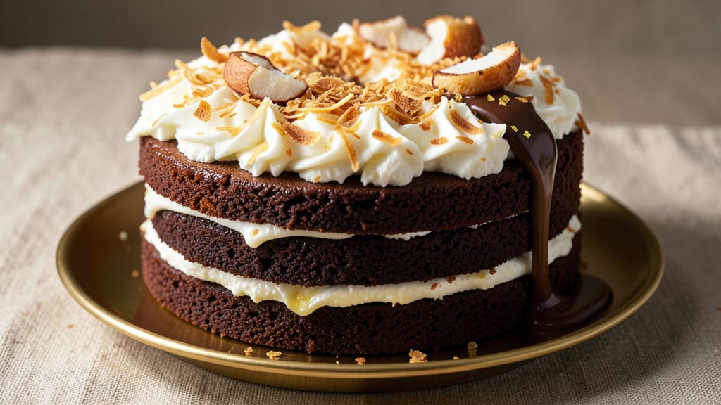 Bounty Chocolate Cake Recipe: Coconut-Crusted Layers With Gooey Filling