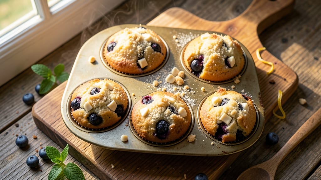 Blueberry White Chocolate Muffins Recipe: Bursting With Juicy Berries and Melty Chunks